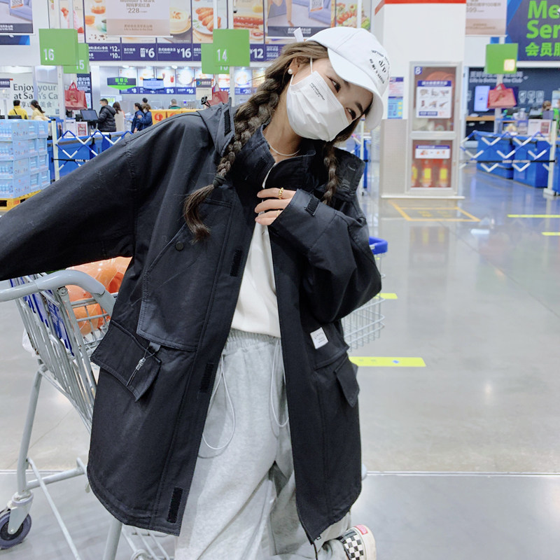 【大货】2202秋装新款宽松休闲工装风衣短外套255-2202-P145控198,女装风衣,浙宝288（原255）