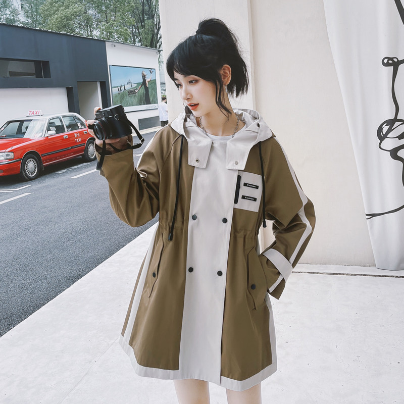 【现货】2022秋装新款撞色拼接风衣255-2227-P145控208,女装风衣,浙宝288（原255）