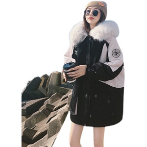 欧货工装派克服女冬加绒加厚棉服2024新款爆款高端年轻款皮草外套图片