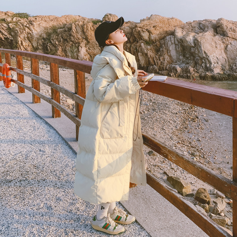 超好看米白色中长款连帽羽绒棉服女冬2024新款加厚肌理感棉衣棉袄,女装棉衣/棉服,浙宝288（原255）