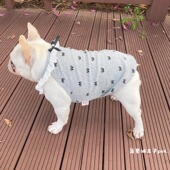 新款 针织弹力蝴蝶花边结吊带背心法斗雪纳瑞衣服 宠物衣服春夏薄款