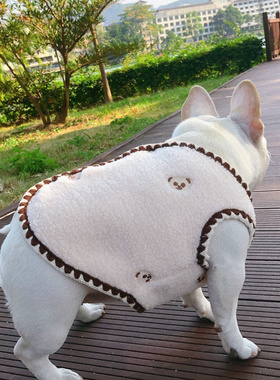 宠物新款秋冬装衣服加厚加绒包边刺绣熊猫马甲短款背心法斗胖狗狗