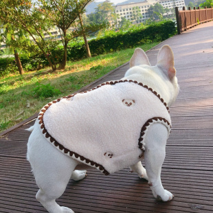背心法斗胖狗狗 衣服加厚加绒包边刺绣熊猫马甲短款 宠物新款 秋冬装