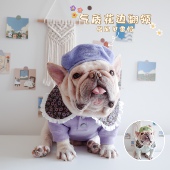 宠物服饰 法斗 秋冬装 花边翻领格纹卫衣 巴哥衣服 胖狗狗衣服 新款