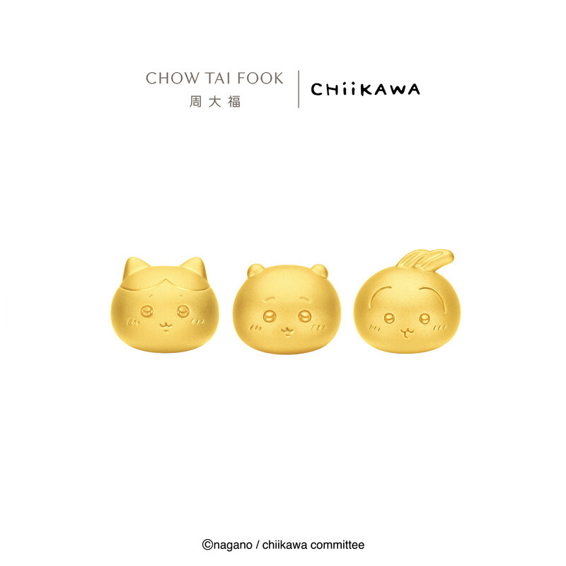 配绳周大福chiikawa联名吉伊卡哇哈奇喵乌萨奇足金转运珠吊坠多款