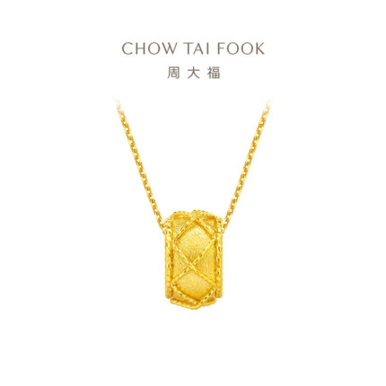 周大福优雅气质筒珠足金黄金吊坠女计价EOF1386礼物