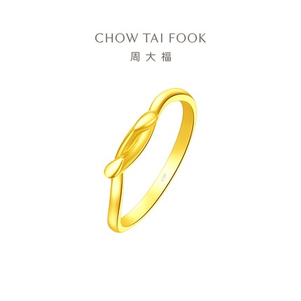 周大福珠宝首饰复古空心戒指足金黄金戒指计价EOF703