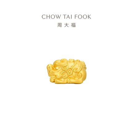 周大福貔貅足金黄金转运珠吊坠配绳EOR1370新款礼物官方