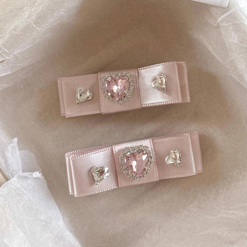 甜美粉色缎面蝴蝶结发夹女边夹小众设计高级感发卡水钻头饰发饰品,饰品/流行首饰/时尚饰品新,发饰,淘宝优惠券,粉丝福利购,淘宝优惠卷