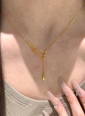 复古金色蹦迪珠流苏项链