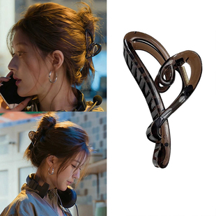 许我耀眼赵露思许妍同款 抓夹大号爱心发夹盘发头饰女后脑勺鲨鱼夹