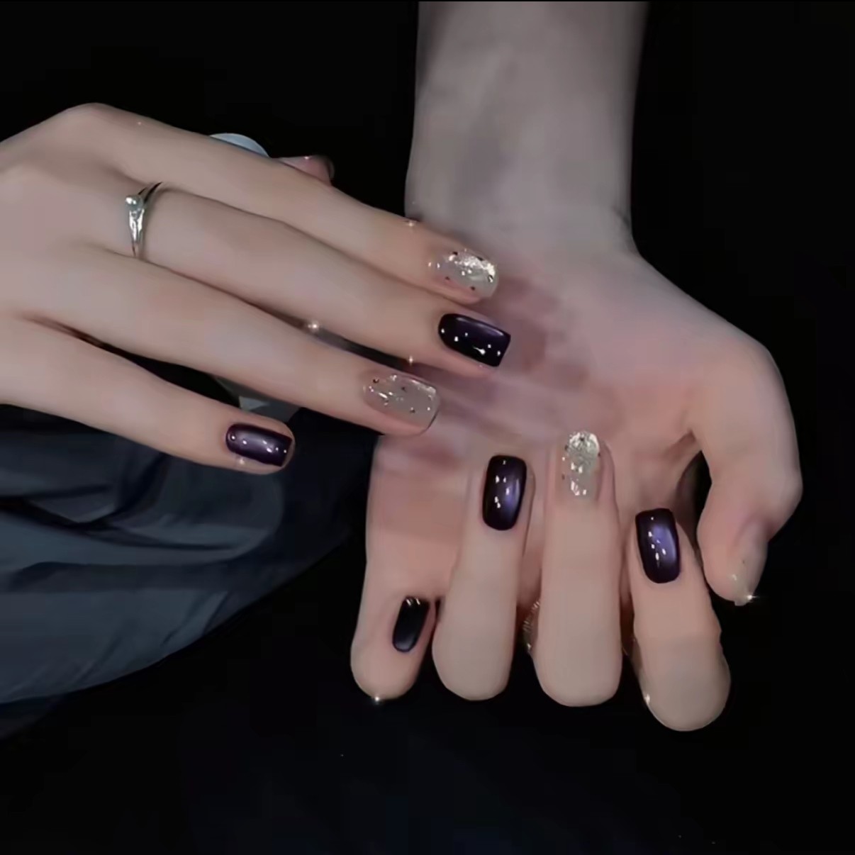 秋冬新款法式波点紫色纯手工穿戴甲短款高级冰透猫眼美甲贴片成品,彩妆/香水/美妆工具,穿戴甲/甲片,淘宝优惠券,粉丝福利购,淘宝优惠卷