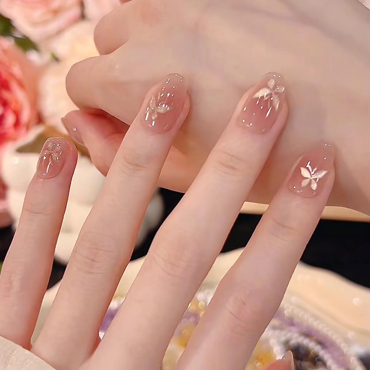秋冬冰透蝴蝶猫眼美甲穿戴甲片短款高级感裸色日常显白假指甲贴片,彩妆/香水/美妆工具,穿戴甲/甲片,淘宝优惠券,粉丝福利购,淘宝优惠卷