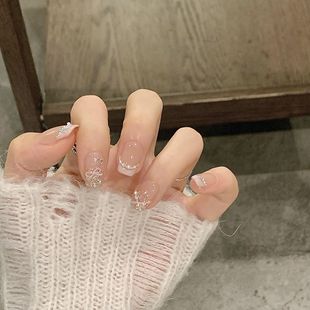 純欲裸色顯白小清新穿戴甲美甲短款 法式 甜心 氛圍感網(wǎng)紅指甲片