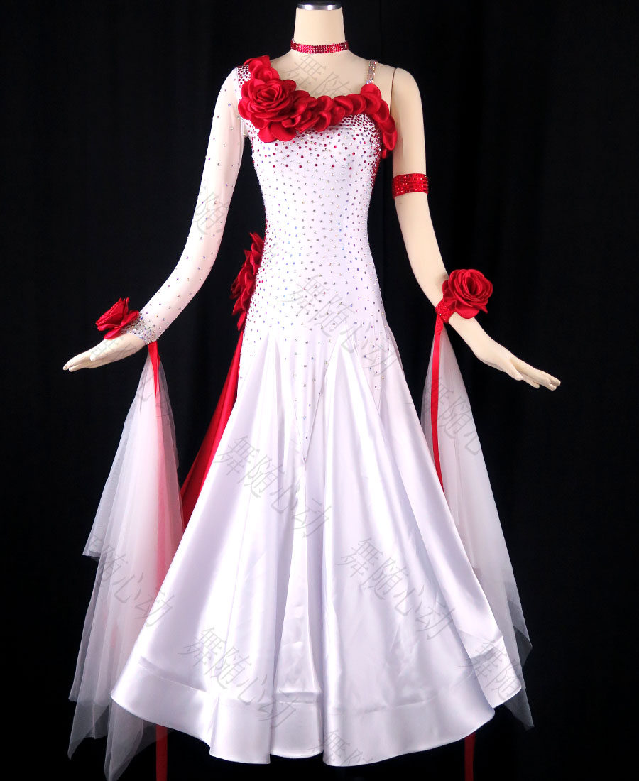 摩登舞比赛裙高档新款2019表演华尔兹舞裙交谊舞裙子国标舞成人女