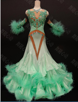 摩登比赛舞裙 高档演出服国标舞交谊舞大摆新款连衣裙 华尔兹舞裙