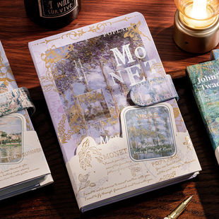 油画笔记本高颜值彩页插画内页手账本精致高级复古网红学生记事本