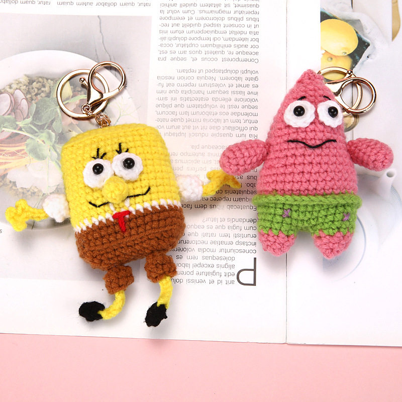编织卡通派大星海绵宝宝钥匙扣挂件钩织玩偶小礼品精美手作成品