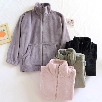 睡衣加厚保暖加绒男女拉链款