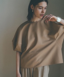 CLANE松本惠奈时尚百搭宽松立体感泡泡短袖圆领气质衬衫女上衣