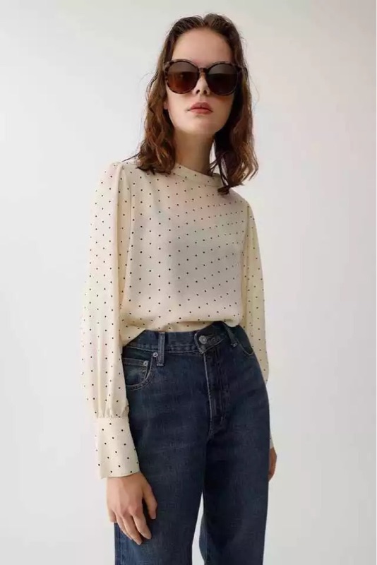 mossy前后两穿文艺领口系带衬衫