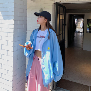 @中性外景 刺绣防晒衣服圈圈夏季超薄连帽夹克外套JK15-特P35控48图片