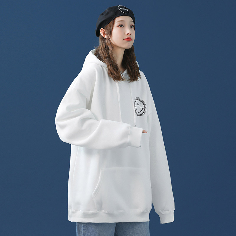 @中性涂鸦笑脸连帽卫衣秋冬季男外套情侣装打底衫W3009-P45控68,男装卫衣,星座216(原A116)