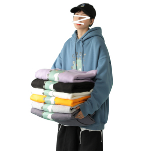 @中性蓝墙 加绒加厚小恐龙印花连帽卫衣男秋冬男外套W519-P45控68图片