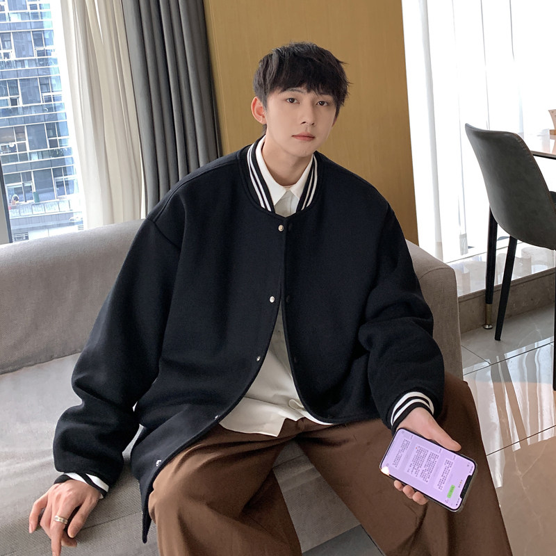 440克开衫纯色卫衣排扣棒球服得物秋冬潮男棉套头外套DYW001-P90,男装卫衣,星座216(原A116)