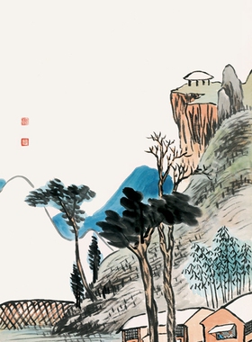 齐白石山水近代国画挂轴高清