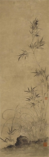 清汪士慎兰竹石图高清微喷原大复制品装裱临摹画稿国画