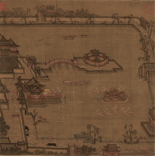 宋张择端金明池争标图高清微喷原大复制品装裱临摹画稿国画