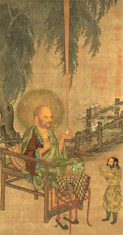 宋刘松年罗汉图国画绢本高清名家古代复制品仿古中国画真迹仿古画