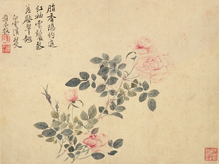 清恽寿平花鸟草虫高清微喷原大复制品装裱临摹画稿国画