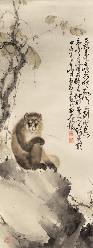 近代高奇峰唯我独尊高清微喷原大复制品装裱临摹画稿国画