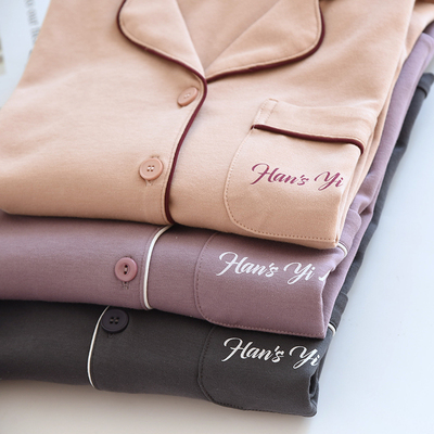 出口外贸加厚纯棉情侣睡衣女春秋冬季长袖100%全棉磨毛男士家居服