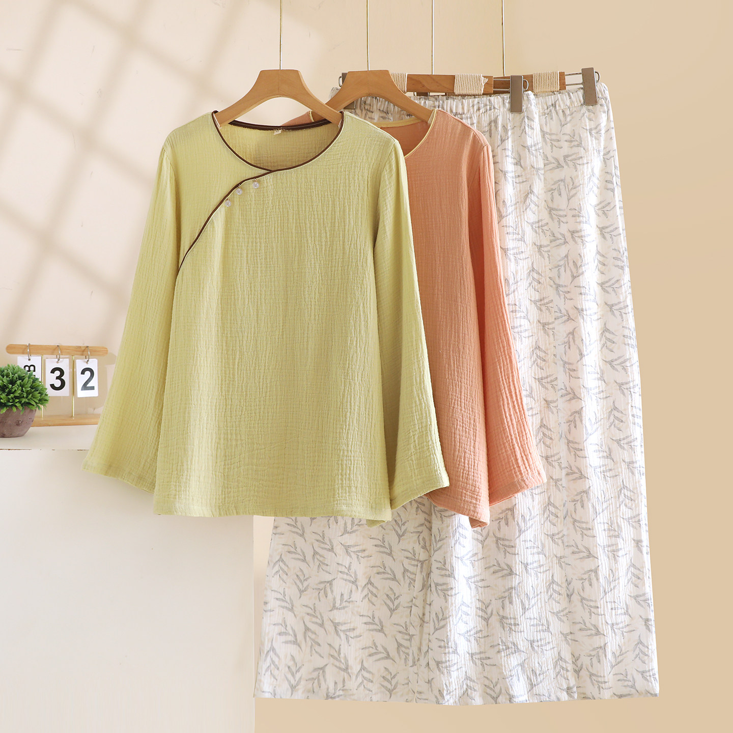 纯棉纱布睡衣女春秋套头2026新款薄夏天100%全棉新中式国风家居服,女士内衣/男士内衣/家居服,睡衣/家居服套装,淘宝优惠券,粉丝福利购,淘宝优惠卷