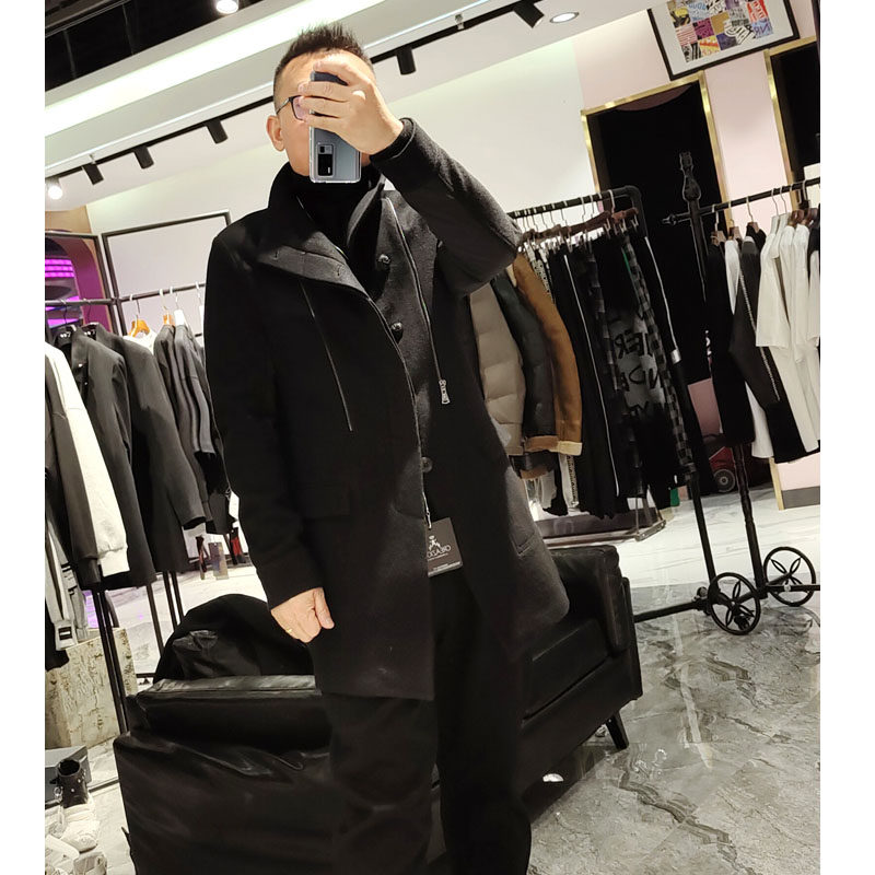 【意大利CREAZION*I奢牌】秋冬男立领2件套中款100羊毛呢大衣外套