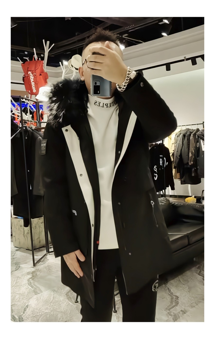高端潮牌皮毛一体男冬貉毛领水貂派克服大衣连帽可脱内胆皮草外套