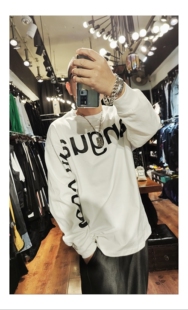 高端潮牌秋卫衣男百搭印花高密度纯棉抗起球宽松oversize长袖T恤