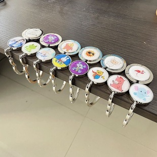 定制折叠挂包钩免粘贴图片定制卡通挂包钩办公桌面手提包挂钩