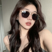 复古金属双梁大框方圆脸显瘦墨镜女潮欧美风户外度假韩版 太阳眼镜