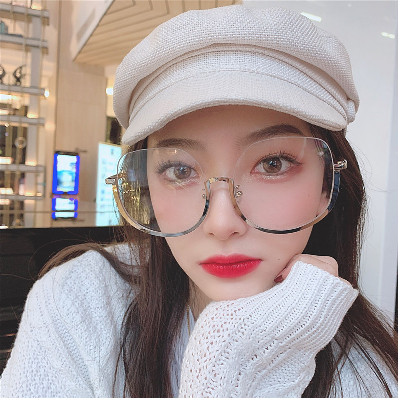 超大框宽脸显瘦女素颜下半框框架