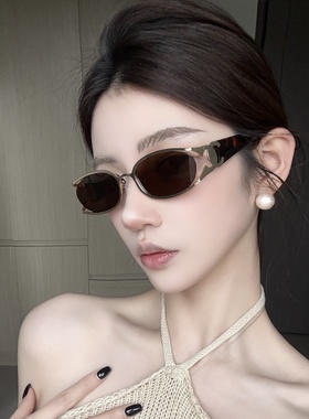 金属老钱风茶色墨镜女方圆脸显瘦