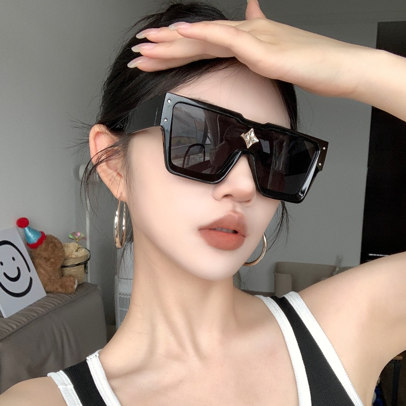 欧美朋克风连体太阳眼镜镶钻高级