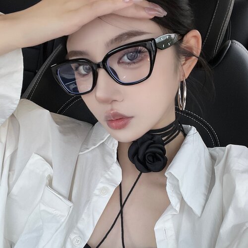 复古黑框猫眼素颜镜显瘦配近视