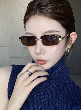 复古老钱风豹纹方圆脸显瘦墨镜女