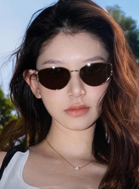 老钱风猫眼金属茶色墨镜方圆显瘦