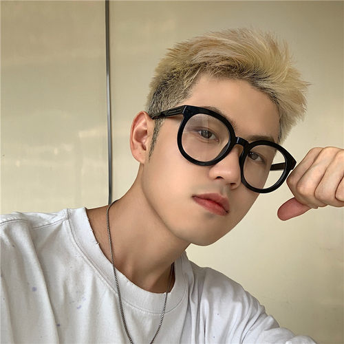 大胖圆脸黑色近视眼镜粗圆形箭头