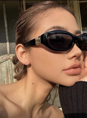 防晒椭圆形复古欧美老钱风墨镜女